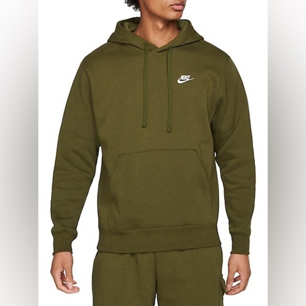 Nike army green swoosh hoodie unisex size XL